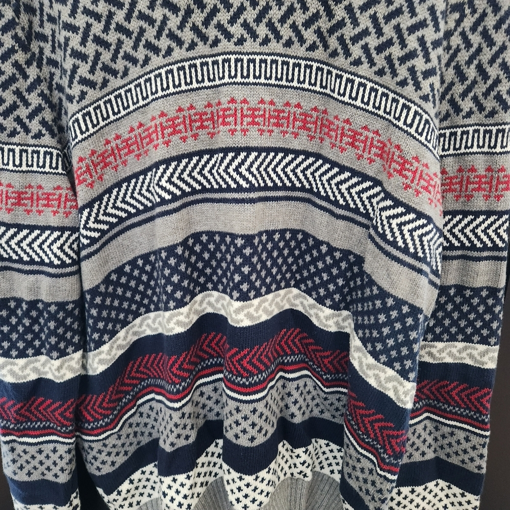 90's Tommy Hilfiger Geometric Print Pullover Shawl Collar Y2K - Picture 8 of 14